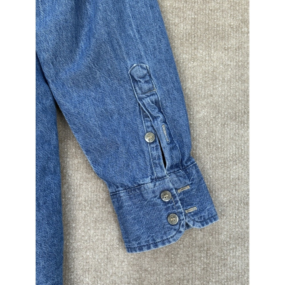 Wrangler Button Down Regular Fit Long Sleeve XL Tails Workwear Blue Brown Shirt - Picture 6 of 13